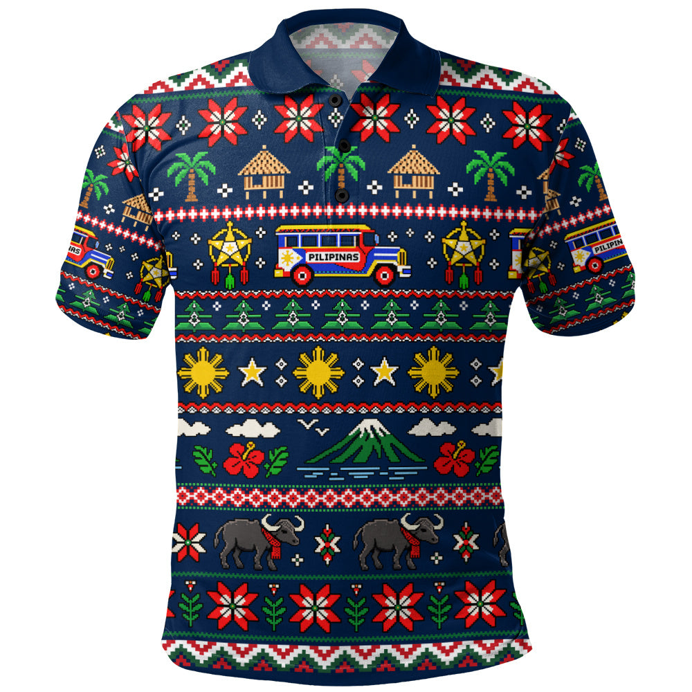 Philippines Filipinos Polo Shirt Maligayang Pasko Pattern Style