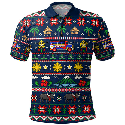 Philippines Filipinos Polo Shirt Maligayang Pasko Pattern Style