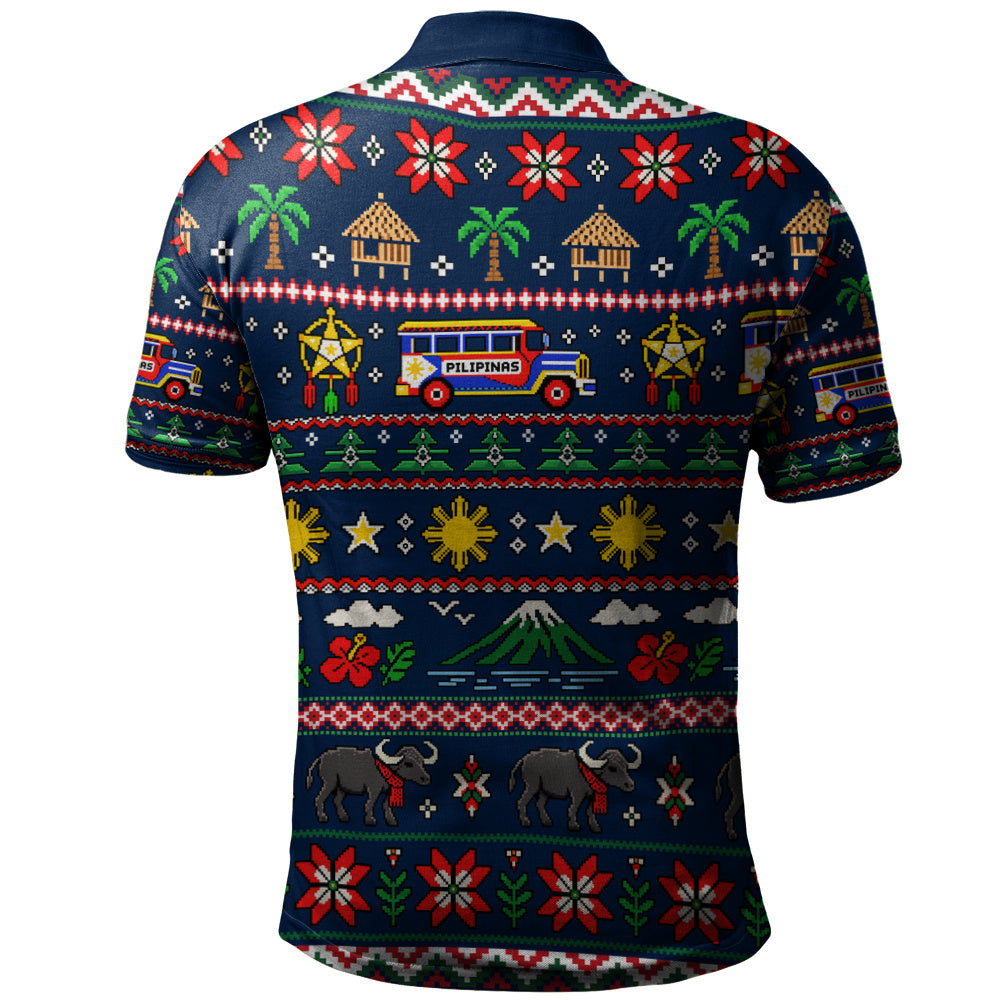 Philippines Filipinos Polo Shirt Maligayang Pasko Pattern Style