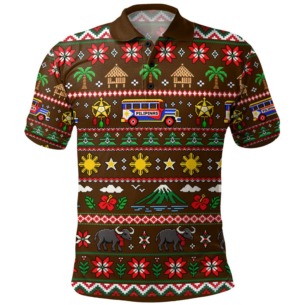 Philippines Filipinos Polo Shirt Maligayang Pasko Pattern Style