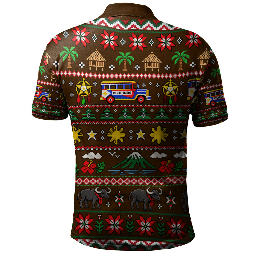 Philippines Filipinos Polo Shirt Maligayang Pasko Pattern Style