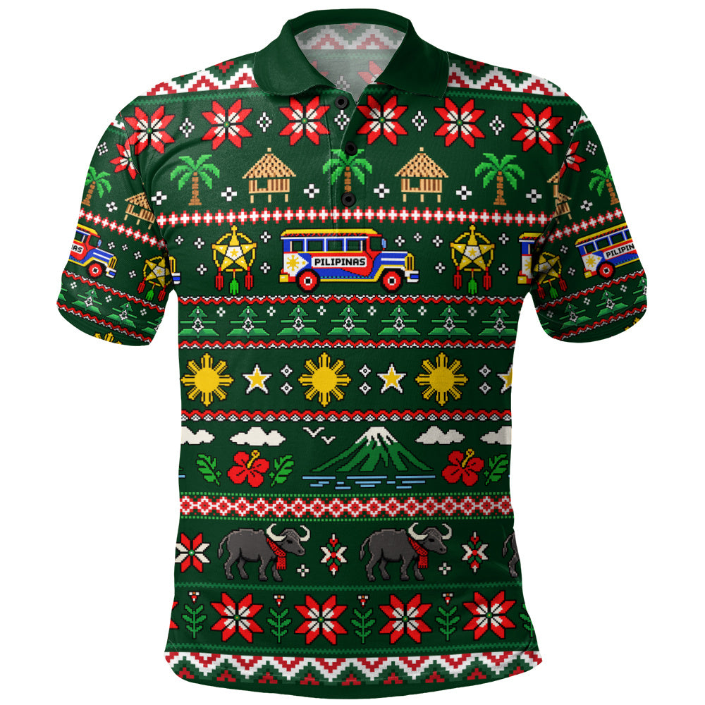 Philippines Filipinos Polo Shirt Maligayang Pasko Pattern Style