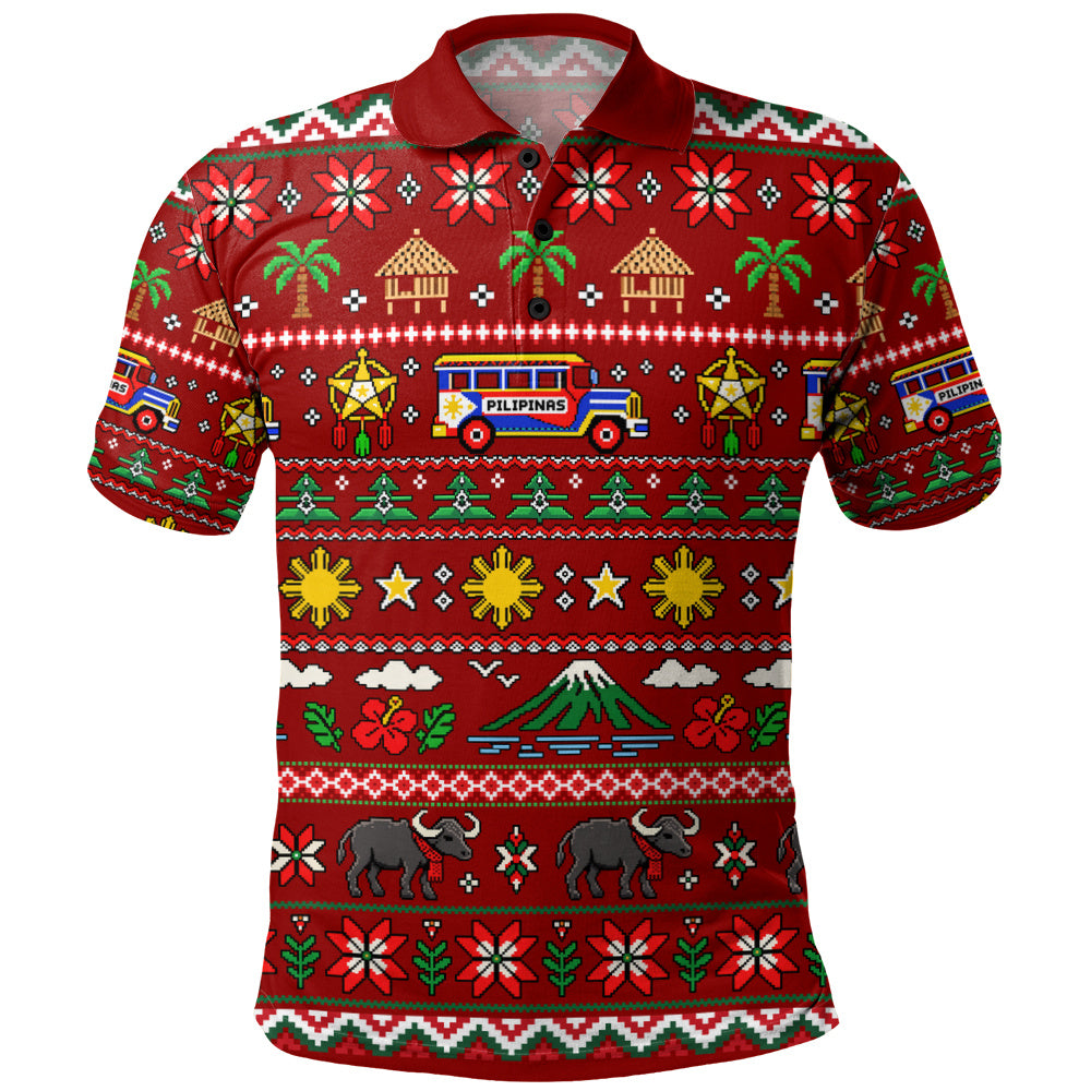 Philippines Filipinos Polo Shirt Maligayang Pasko Pattern Style