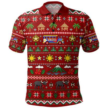 Philippines Filipinos Polo Shirt Maligayang Pasko Pattern Style