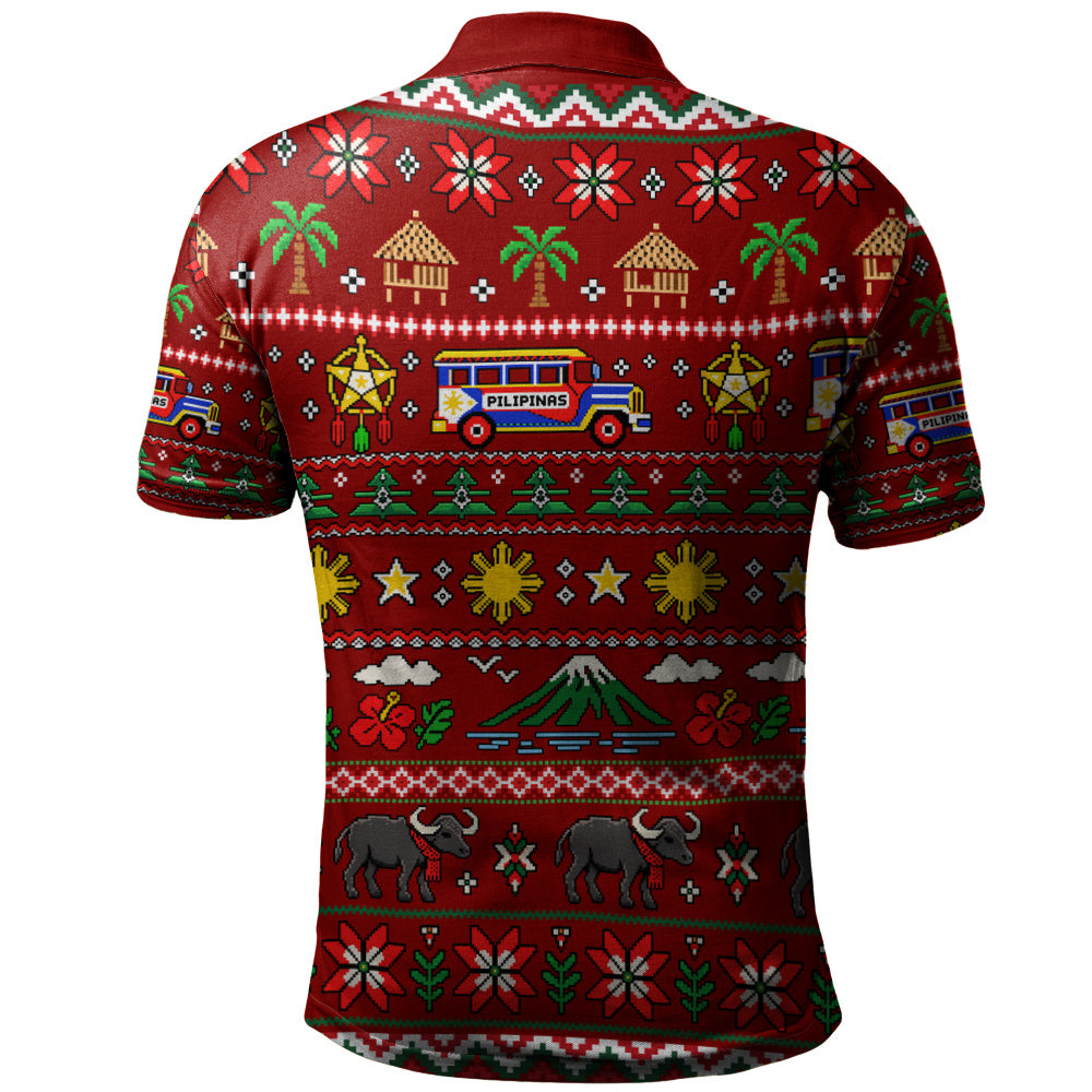 Philippines Filipinos Polo Shirt Maligayang Pasko Pattern Style