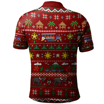 Philippines Filipinos Polo Shirt Maligayang Pasko Pattern Style