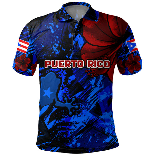 Puerto Rico Polo Shirt Coqui Frog Flag Hibiscus Tropical Floral Pride