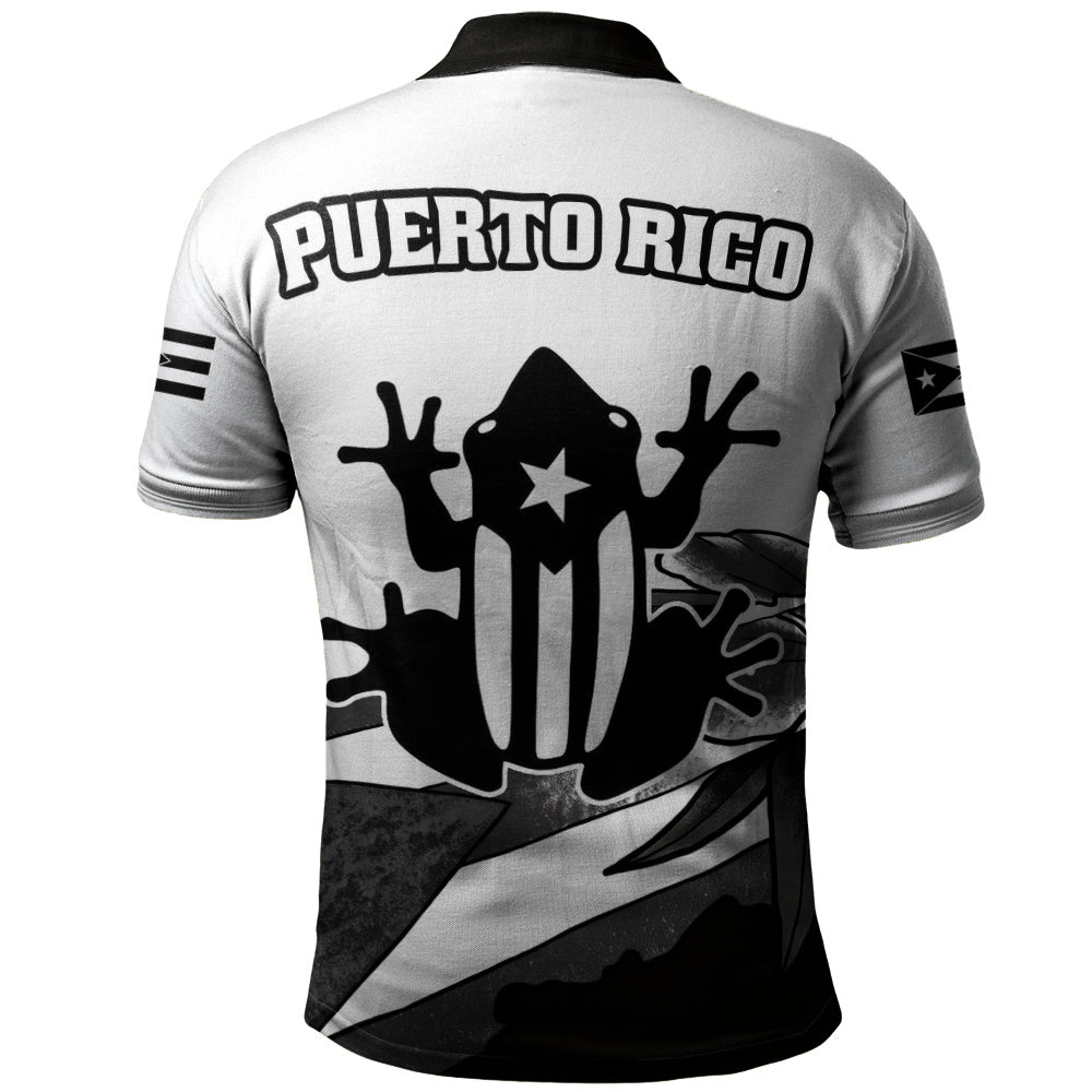 Puerto Rico Polo Shirt Coqui Frog Puerto Rican Flag Tropical Floral Boricua Pride