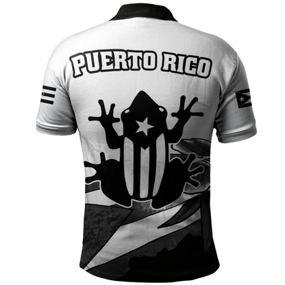 Puerto Rico Polo Shirt Coqui Frog Puerto Rican Flag Tropical Floral Boricua Pride