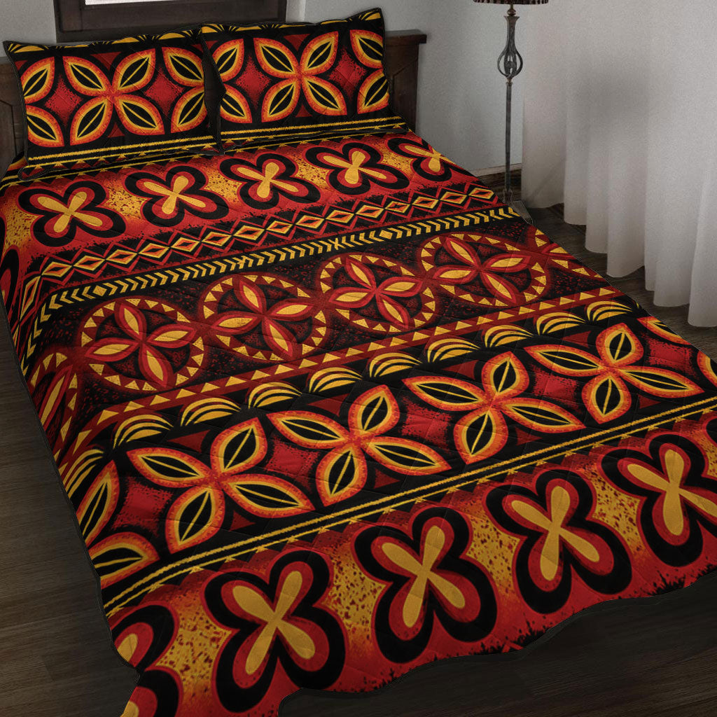 Tonga Quilt Bed Set Ngatu Tapa Tribal Pattern