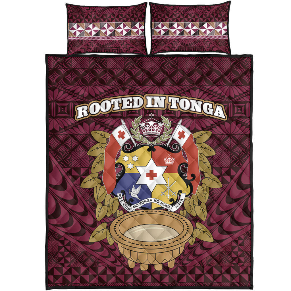 Tonga Quilt Bed Set Rooted In Tonga Coat Of Arms Kava Bowl Ngatu Style