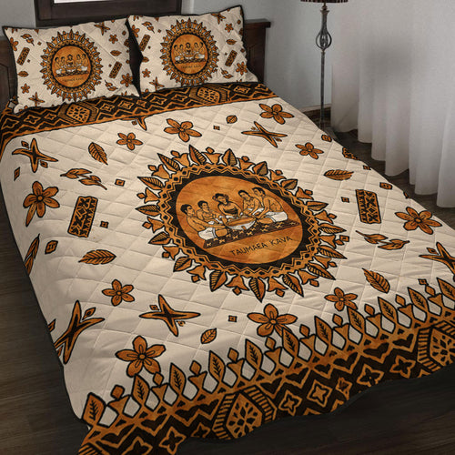 Tonga Quilt Bed Set Taumafa Kava Ceremony Tapa Heritage Style