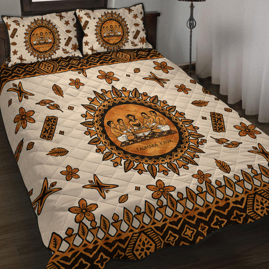 Tonga Quilt Bed Set Taumafa Kava Ceremony Tapa Heritage Style