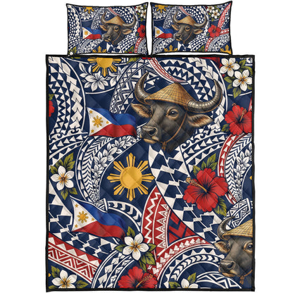 Philippines Filipinos Quilt Bed Set Carabao Sun Flag Floral Tribal Style
