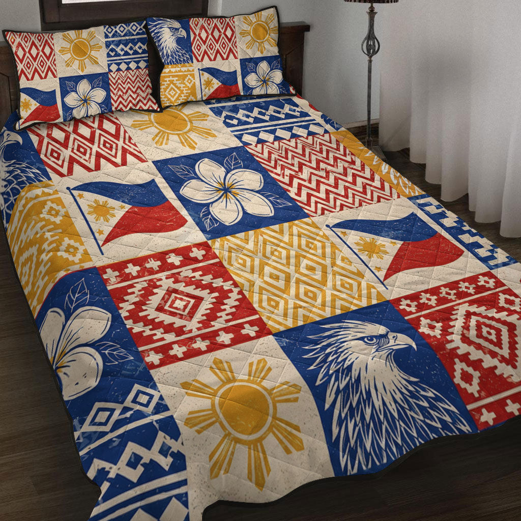 Philippines Filipinos Quilt Bed Set Eagle Sun Flag Sampaguita Geometric Quilt Style