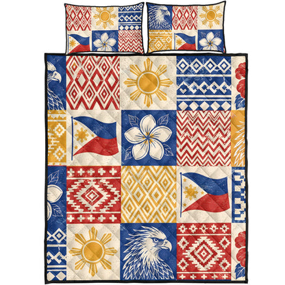 Philippines Filipinos Quilt Bed Set Eagle Sun Flag Sampaguita Geometric Quilt Style