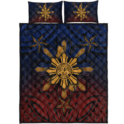 Philippines Filipinos Quilt Bed Set Golden Sun Islands Tribal Style