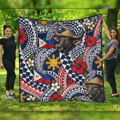 Philippines Filipinos Premium Quilt Carabao Sun Flag Floral Tribal Style