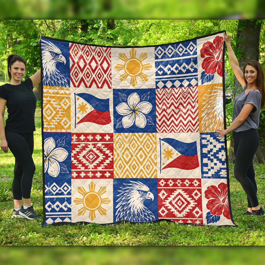 Philippines Filipinos Premium Quilt Eagle Sun Flag Sampaguita Geometric Quilt Style