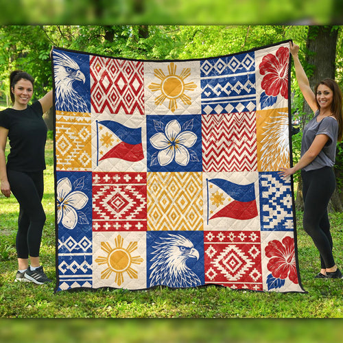 Philippines Filipinos Premium Quilt Eagle Sun Flag Sampaguita Geometric Quilt Style