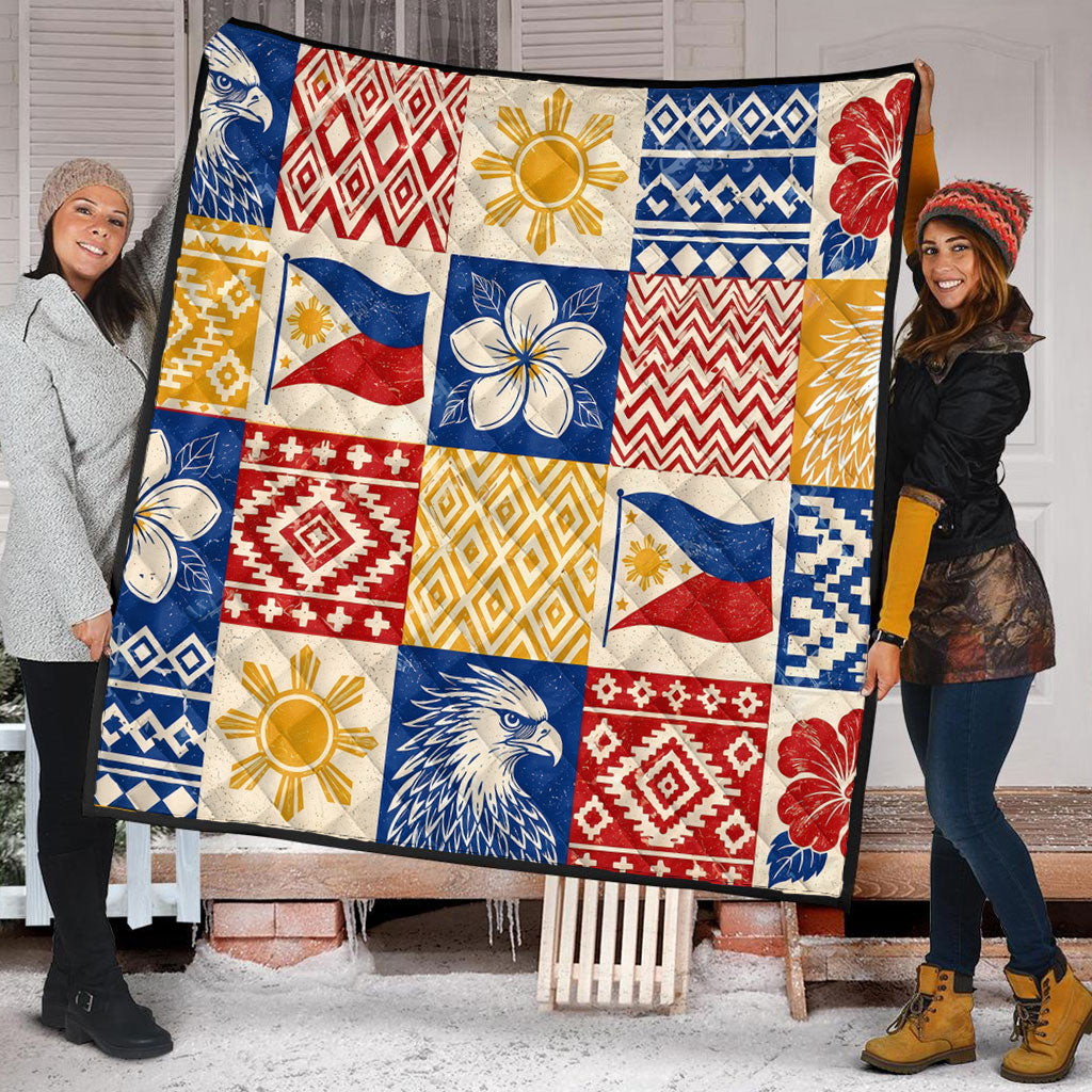Philippines Filipinos Premium Quilt Eagle Sun Flag Sampaguita Geometric Quilt Style
