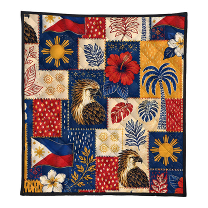 Philippines Filipinos Premium Quilt Eagle Sun Flag Tropical Floral Patchwork Style