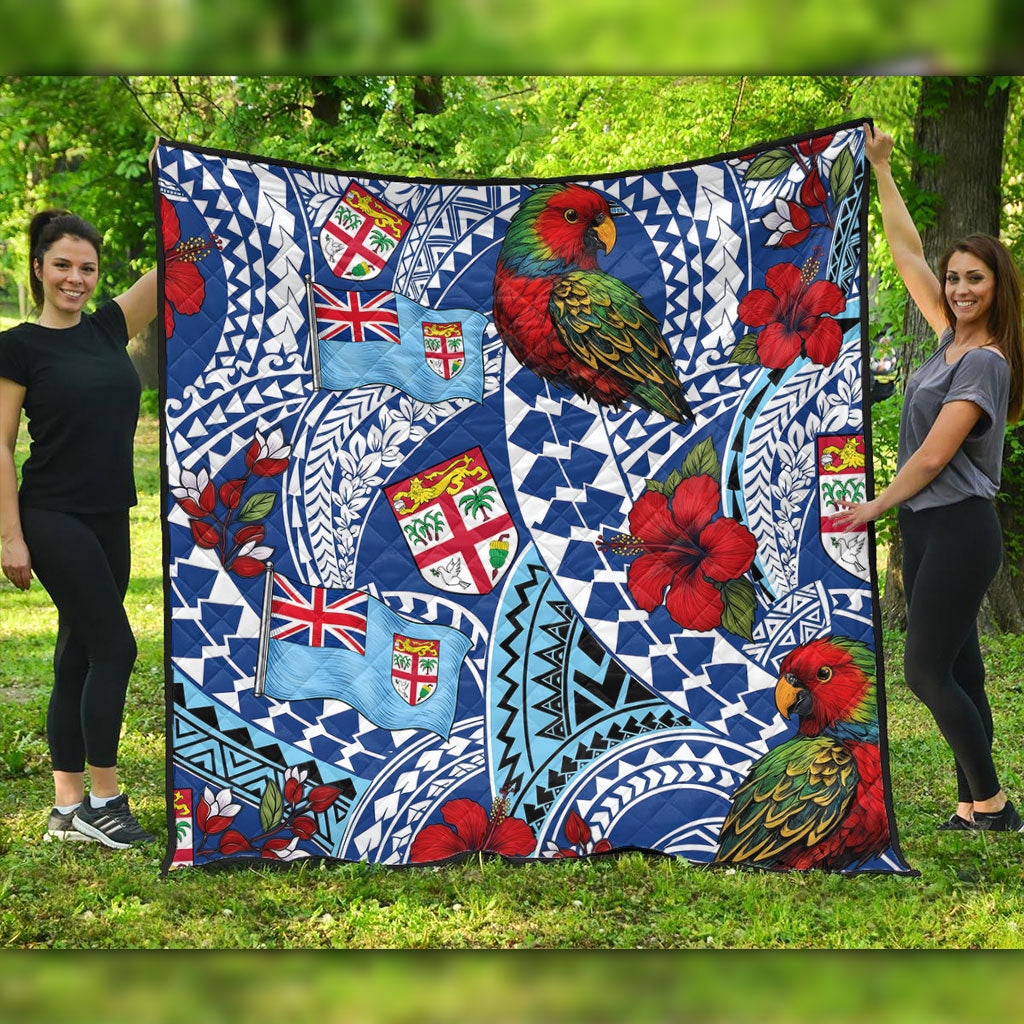 Fiji Premium Quilt Kula Parrot Flag Hibiscus Tribal Style