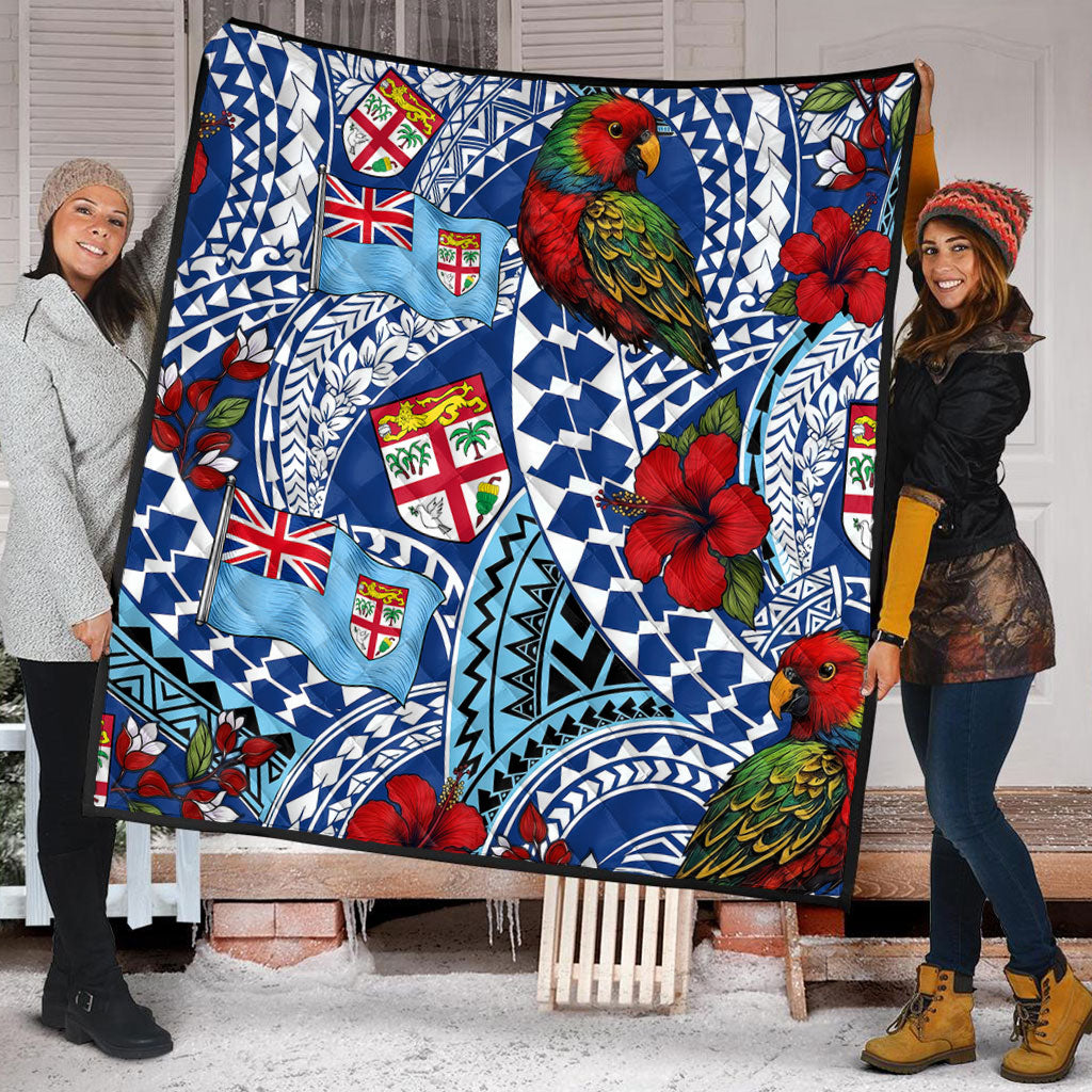 Fiji Premium Quilt Kula Parrot Flag Hibiscus Tribal Style