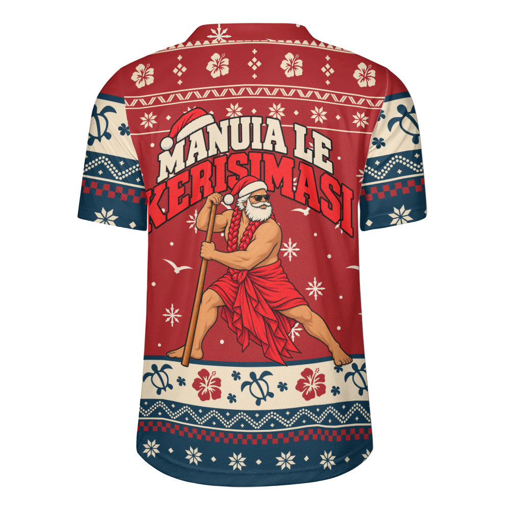 Samoa Rugby Jersey Ugly Christmas Manuia le Kerisimasi Samoan Warrior Santa