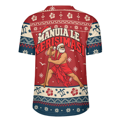 Samoa Rugby Jersey Ugly Christmas Manuia le Kerisimasi Samoan Warrior Santa