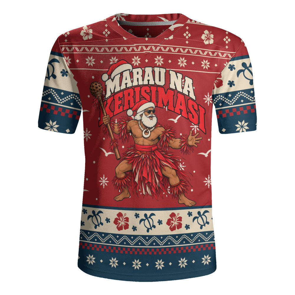Fiji Rugby Jersey Ugly Christmas Marau na Kerisimasi Fijian Warrior Santa