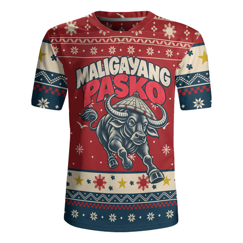 Philippines Filipinos Rugby Jersey Ugly Christmas Maligayang Pasko Filipino Carabao