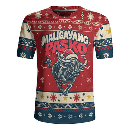 Philippines Filipinos Rugby Jersey Ugly Christmas Maligayang Pasko Filipino Santa Carabao