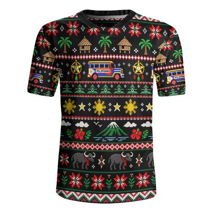 Philippines Filipinos Rugby Jersey Maligayang Pasko Pattern Style