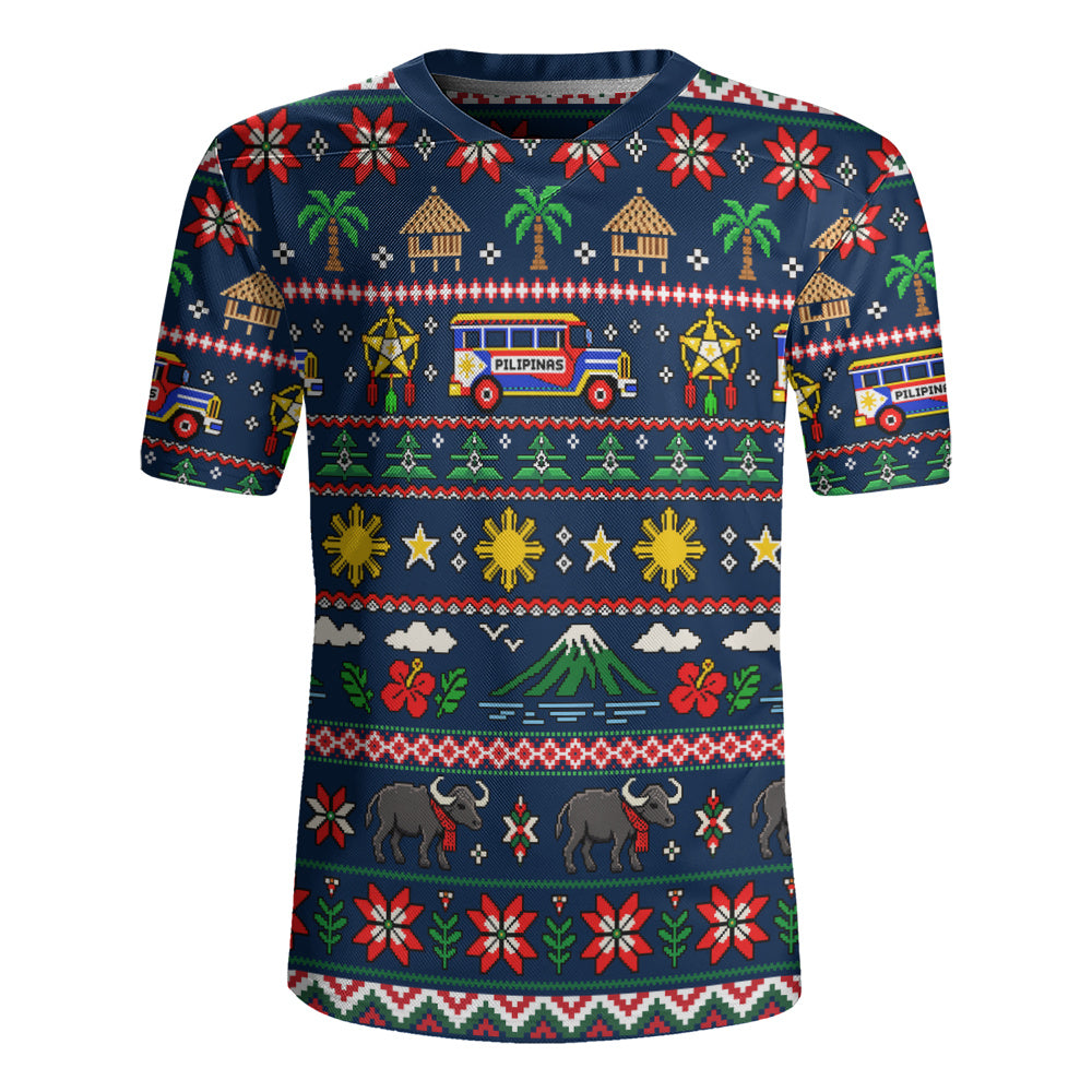 Philippines Filipinos Rugby Jersey Maligayang Pasko Pattern Style