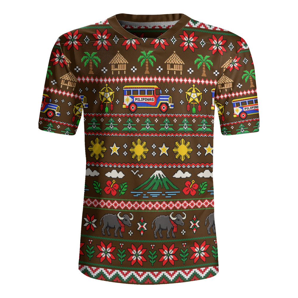 Philippines Filipinos Rugby Jersey Maligayang Pasko Pattern Style