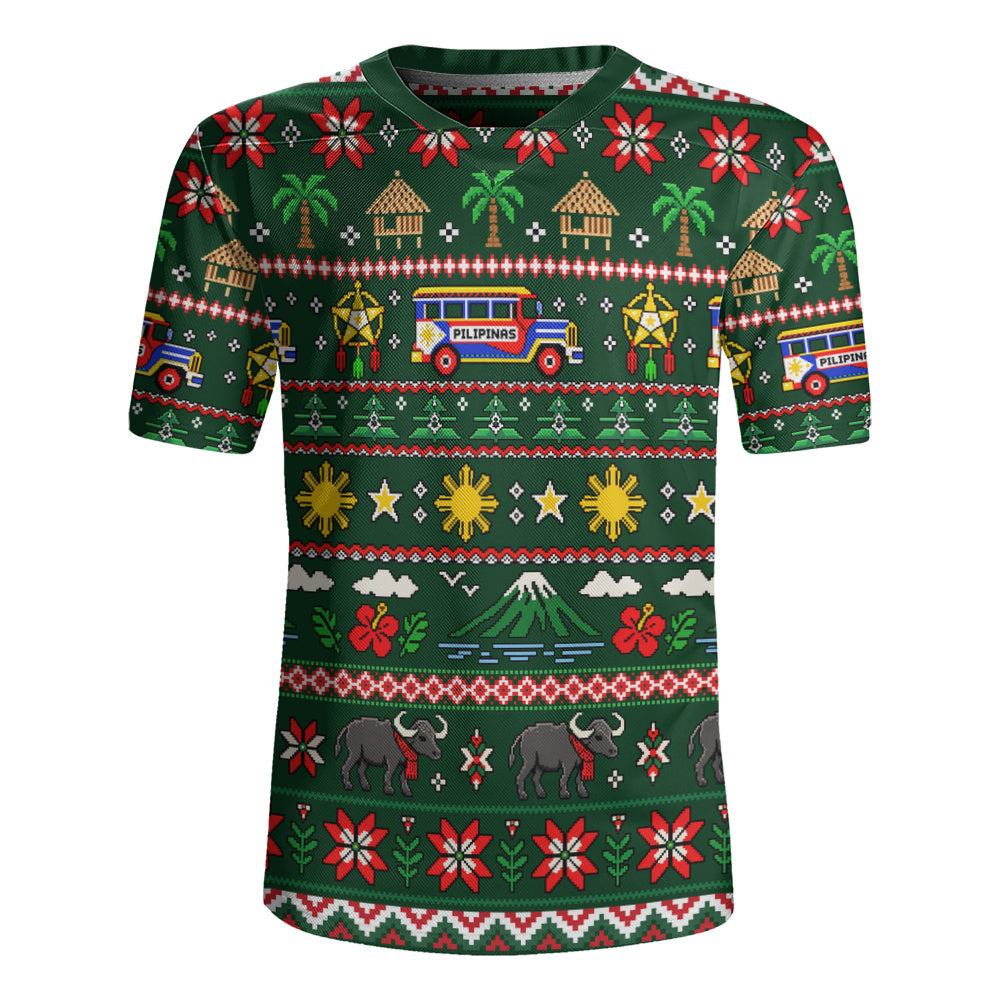 Philippines Filipinos Rugby Jersey Maligayang Pasko Pattern Style