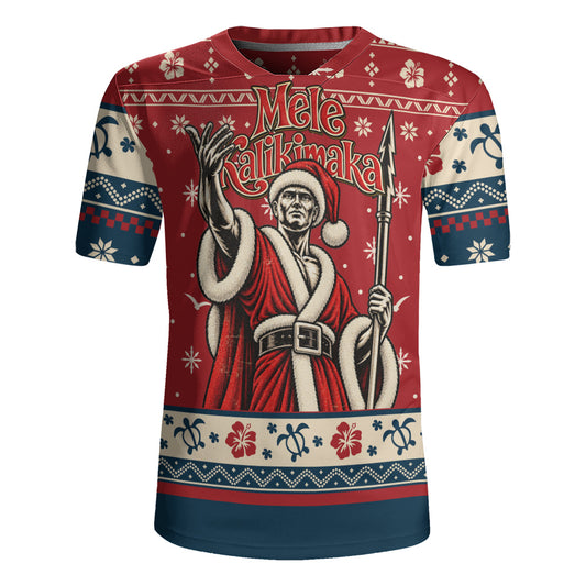 Hawaii Rugby Jersey Ugly Christmas Mele Kalikimaka King Kamehameha
