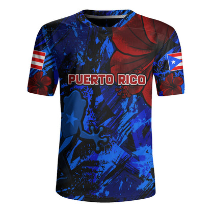 Puerto Rico Rugby Jersey Coqui Frog Flag Hibiscus Tropical Floral Pride