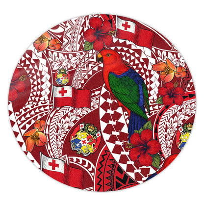 Tonga Round Rug Polynesian Red Shining Parrot Heilala Pattern