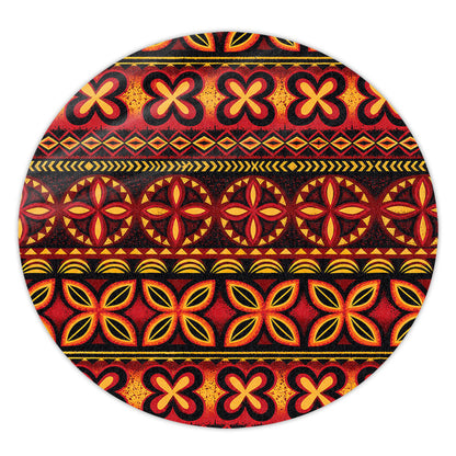 Tonga Round Rug Ngatu Tapa Tribal Pattern