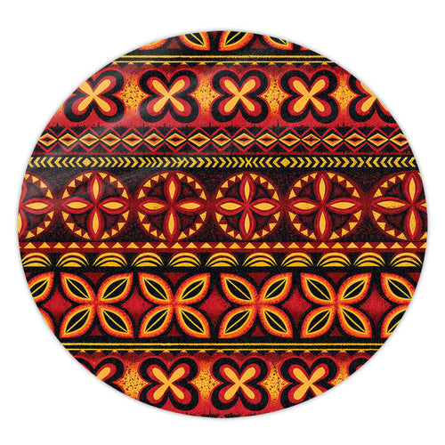 Tonga Round Rug Ngatu Tapa Tribal Pattern