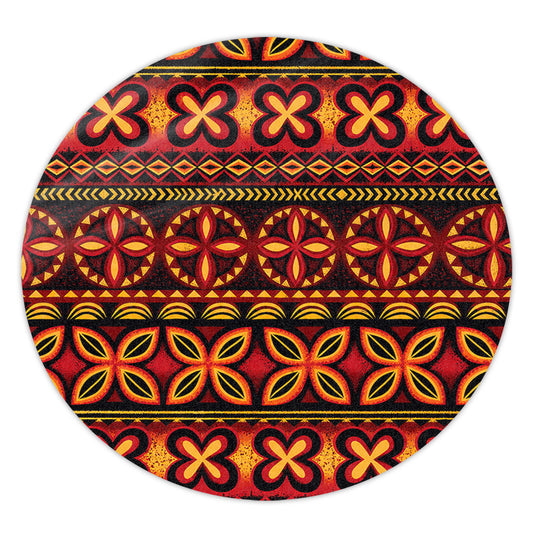 Tonga Round Rug Ngatu Tapa Tribal Pattern