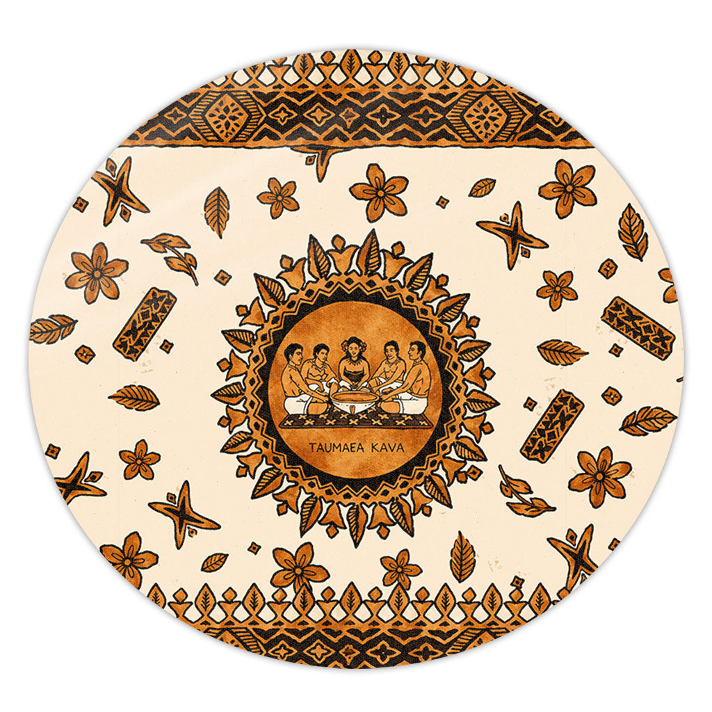 Tonga Round Rug Taumafa Kava Ceremony Tapa Heritage Style