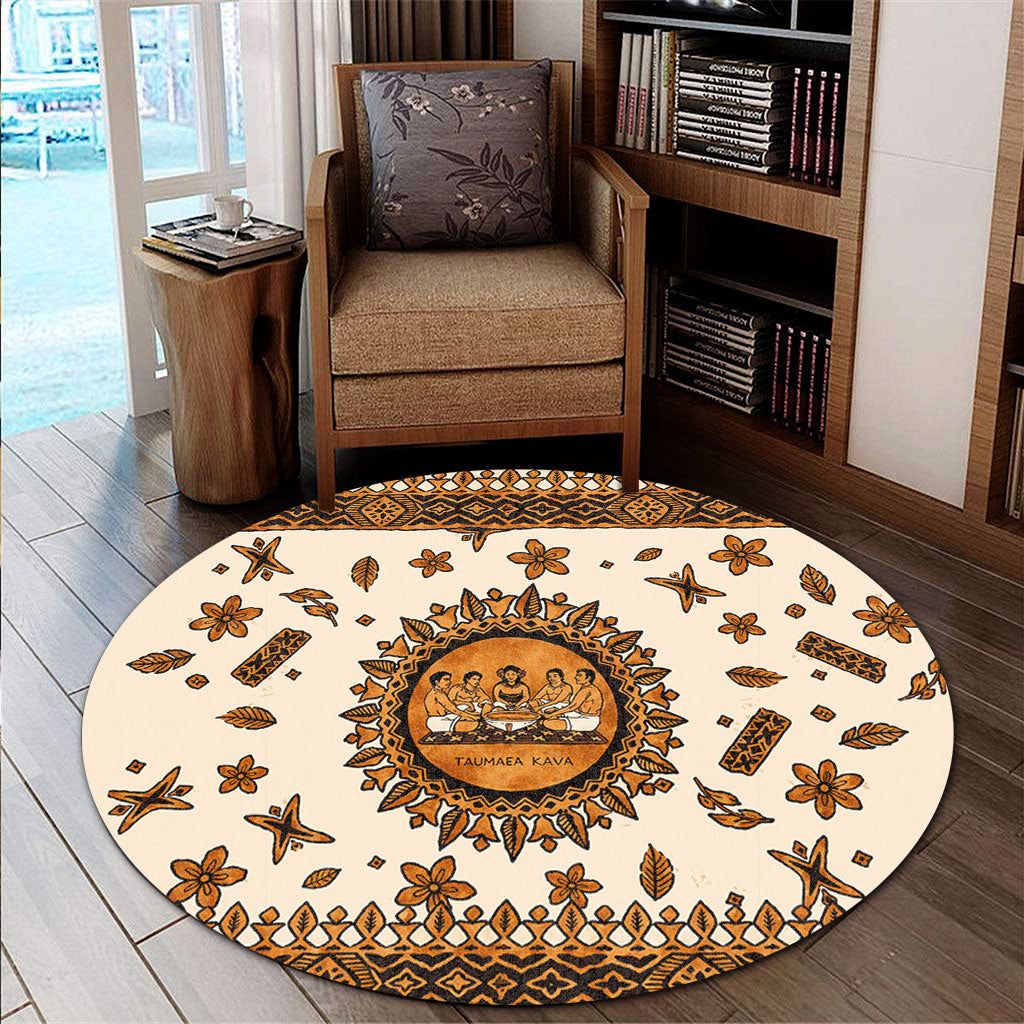Tonga Round Rug Taumafa Kava Ceremony Tapa Heritage Style
