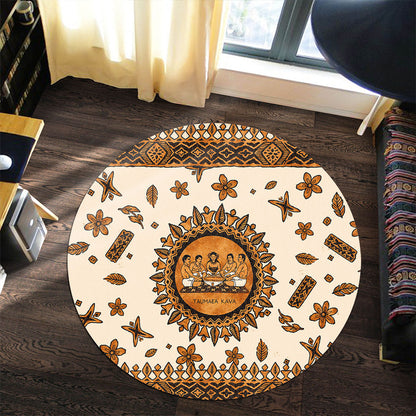 Tonga Round Rug Taumafa Kava Ceremony Tapa Heritage Style
