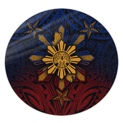 Philippines Filipinos Round Rug Golden Sun Islands Tribal Style