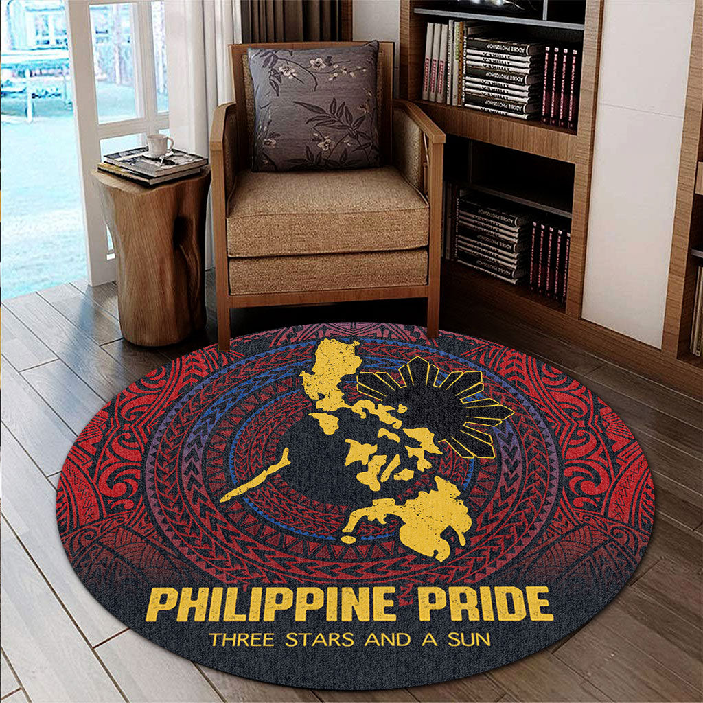 Philippines Filipinos Round Rug Philippine Pride Three Stars and A Sun