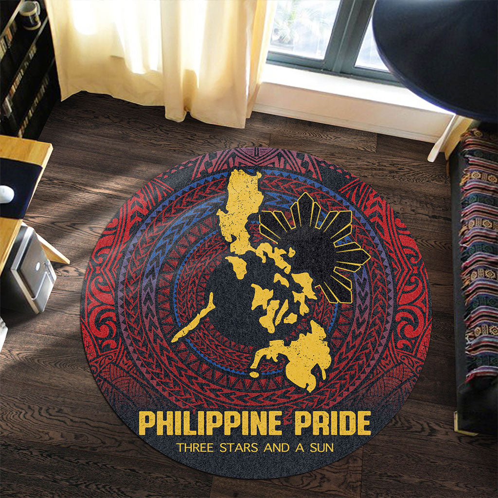 Philippines Filipinos Round Rug Philippine Pride Three Stars and A Sun