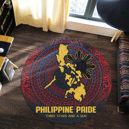 Philippines Filipinos Round Rug Philippine Pride Three Stars and A Sun